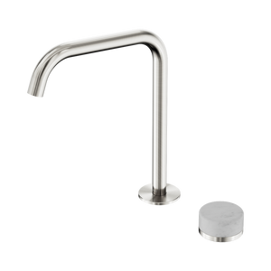 NERO SERENITY PROGRESSIVE BATH/KITCHEN MIXER EDGE SPOUT WITH CARRARA HANDLE 270MM BRUSHED NICKEL