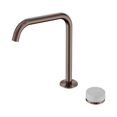 NERO SERENITY PROGRESSIVE BATH/KITCHEN MIXER EDGE SPOUT WITH CARRARA HANDLE 270MM BRUSHED BRONZE