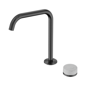 NERO SERENITY PROGRESSIVE BATH/KITCHEN MIXER EDGE SPOUT WITH CARRARA HANDLE 270MM GUN METAL