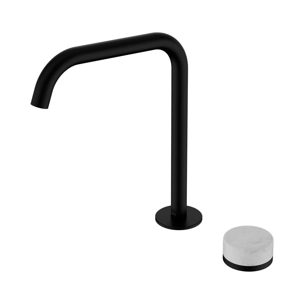 NERO SERENITY PROGRESSIVE BATH/KITCHEN MIXER ARC SPOUT WITH CARRARA HANDLE 270MM MATTE BLACK
