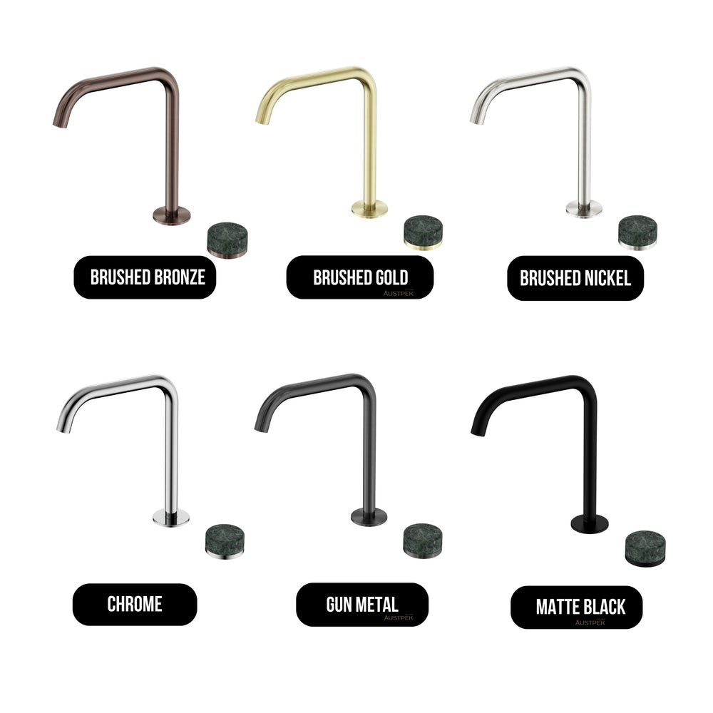 NERO SERENITY PROGRESSIVE BATH/KITCHEN MIXER EDGE SPOUT WITH VERDE ALPI HANDLE 270MM CHROME