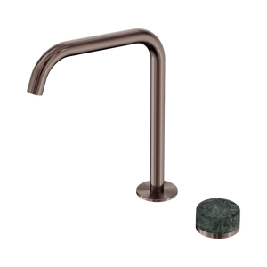 NERO SERENITY PROGRESSIVE BATH/KITCHEN MIXER EDGE SPOUT WITH VERDE ALPI HANDLE 270MM BRUSHED BRONZE