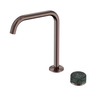 NERO SERENITY PROGRESSIVE BATH/KITCHEN MIXER EDGE SPOUT WITH VERDE ALPI HANDLE 270MM BRUSHED BRONZE