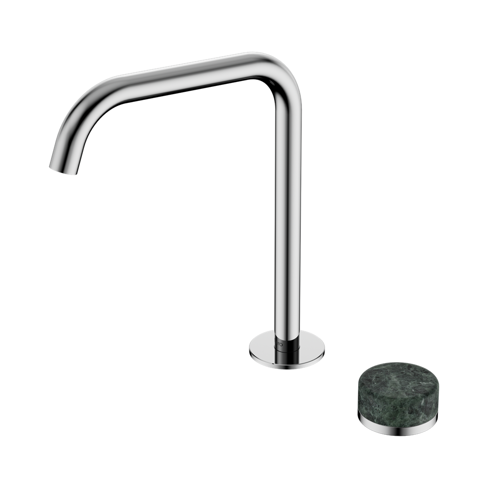 NERO SERENITY PROGRESSIVE BATH/KITCHEN MIXER EDGE SPOUT WITH VERDE ALPI HANDLE 270MM CHROME
