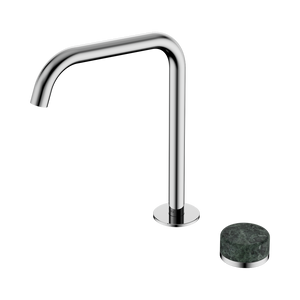 NERO SERENITY PROGRESSIVE BATH/KITCHEN MIXER EDGE SPOUT WITH VERDE ALPI HANDLE 270MM CHROME