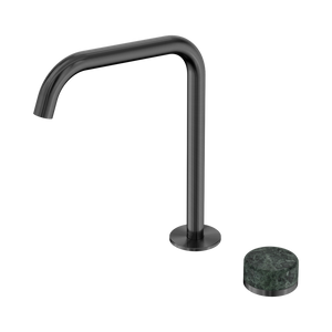 NERO SERENITY PROGRESSIVE BATH/KITCHEN MIXER EDGE SPOUT WITH VERDE ALPI HANDLE 270MM GUN METAL