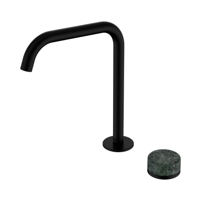 NERO SERENITY PROGRESSIVE BATH/KITCHEN MIXER EDGE SPOUT WITH VERDE ALPI HANDLE 270MM MATTE BLACK