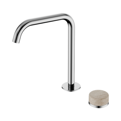 NERO SERENITY PROGRESSIVE BATH/KITCHEN MIXER EDGE SPOUT WITH ROME TRAVERTINE HANDLE 270MM CHROME