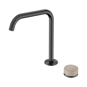 NERO SERENITY PROGRESSIVE BATH/KITCHEN MIXER EDGE SPOUT WITH ROME TRAVERTINE HANDLE 270MM GUN METAL