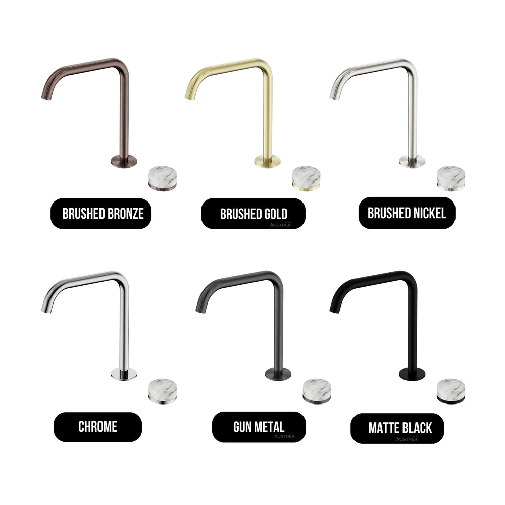 NERO SERENITY PROGRESSIVE BATH/KITCHEN MIXER EDGE SPOUT WITH ARABESCATO CORCHIA HANDLE 270MM MATTE BLACK