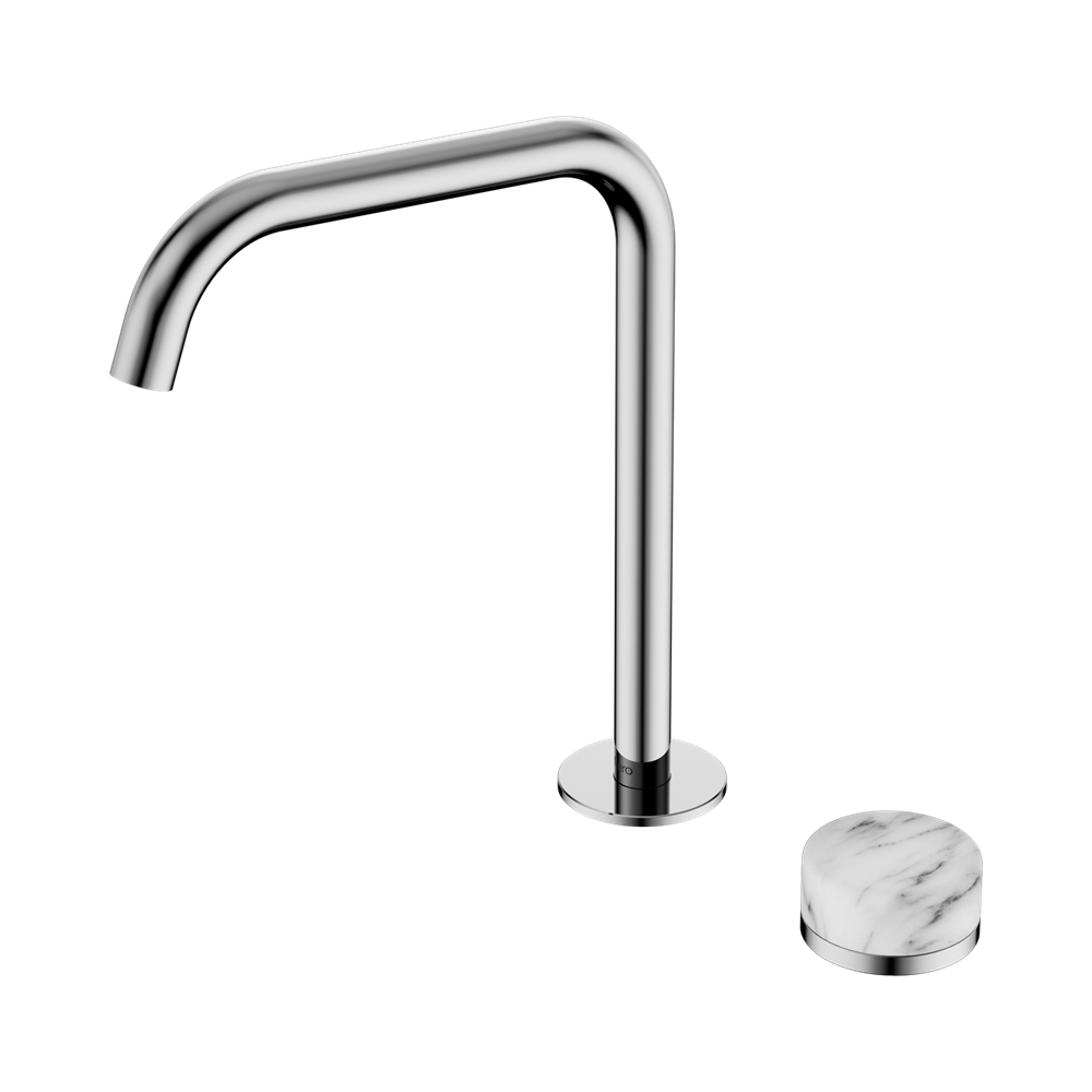 NERO SERENITY PROGRESSIVE BATH/KITCHEN MIXER EDGE SPOUT WITH ARABESCATO CORCHIA HANDLE 270MM CHROME