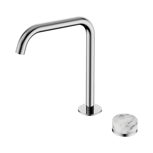 NERO SERENITY PROGRESSIVE BATH/KITCHEN MIXER EDGE SPOUT WITH ARABESCATO CORCHIA HANDLE 270MM CHROME