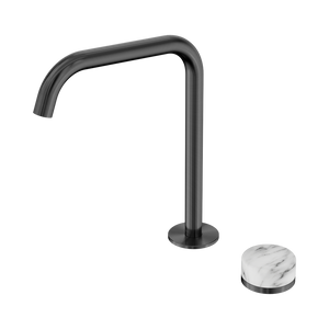 NERO SERENITY PROGRESSIVE BATH/KITCHEN MIXER EDGE SPOUT WITH ARABESCATO CORCHIA HANDLE 270MM GUN METAL