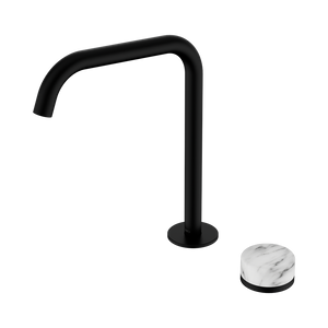 NERO SERENITY PROGRESSIVE BATH/KITCHEN MIXER EDGE SPOUT WITH ARABESCATO CORCHIA HANDLE 270MM MATTE BLACK