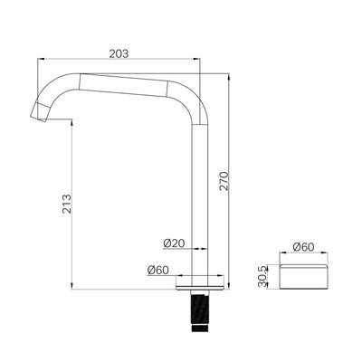 NERO SERENITY PROGRESSIVE BATH/KITCHEN MIXER EDGE SPOUT WITH METAL HANDLE 270MM MATTE BLACK