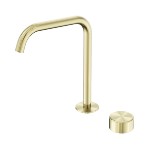 NERO SERENITY PROGRESSIVE BATH/KITCHEN MIXER EDGE SPOUT WITH METAL HANDLE 270MM BRUSHED GOLD