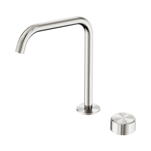 NERO SERENITY PROGRESSIVE BATH/KITCHEN MIXER EDGE SPOUT WITH METAL HANDLE 270MM BRUSHED NICKEL