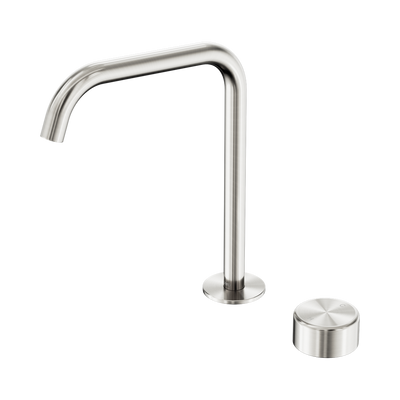 NERO SERENITY PROGRESSIVE BATH/KITCHEN MIXER EDGE SPOUT WITH METAL HANDLE 270MM BRUSHED NICKEL