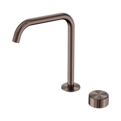 NERO SERENITY PROGRESSIVE BATH/KITCHEN MIXER EDGE SPOUT WITH METAL HANDLE 270MM BRUSHED BRONZE