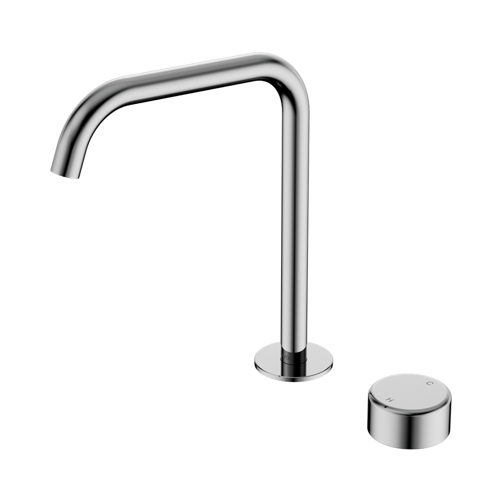 NERO SERENITY PROGRESSIVE BATH/KITCHEN MIXER EDGE SPOUT WITH METAL HANDLE 270MM CHROME