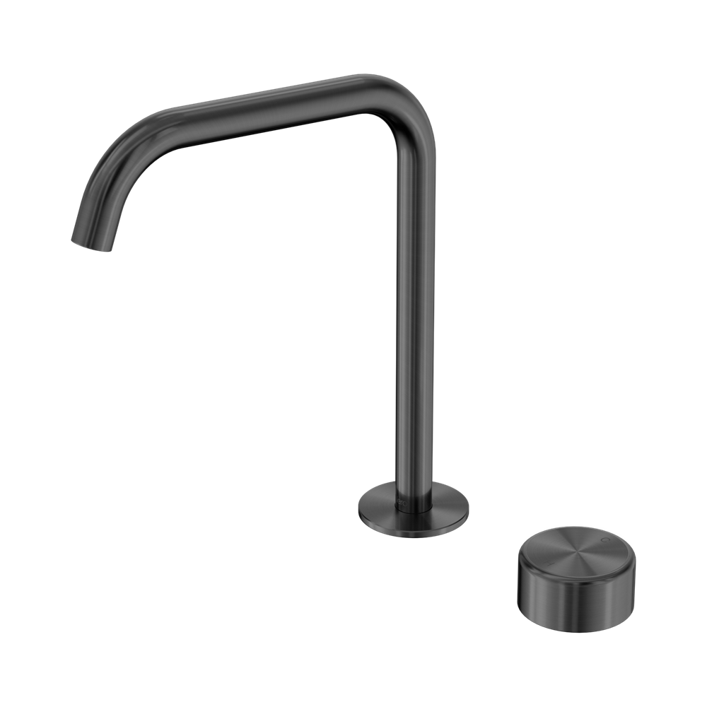 NERO SERENITY PROGRESSIVE BATH/KITCHEN MIXER EDGE SPOUT WITH METAL HANDLE 270MM GUN METAL