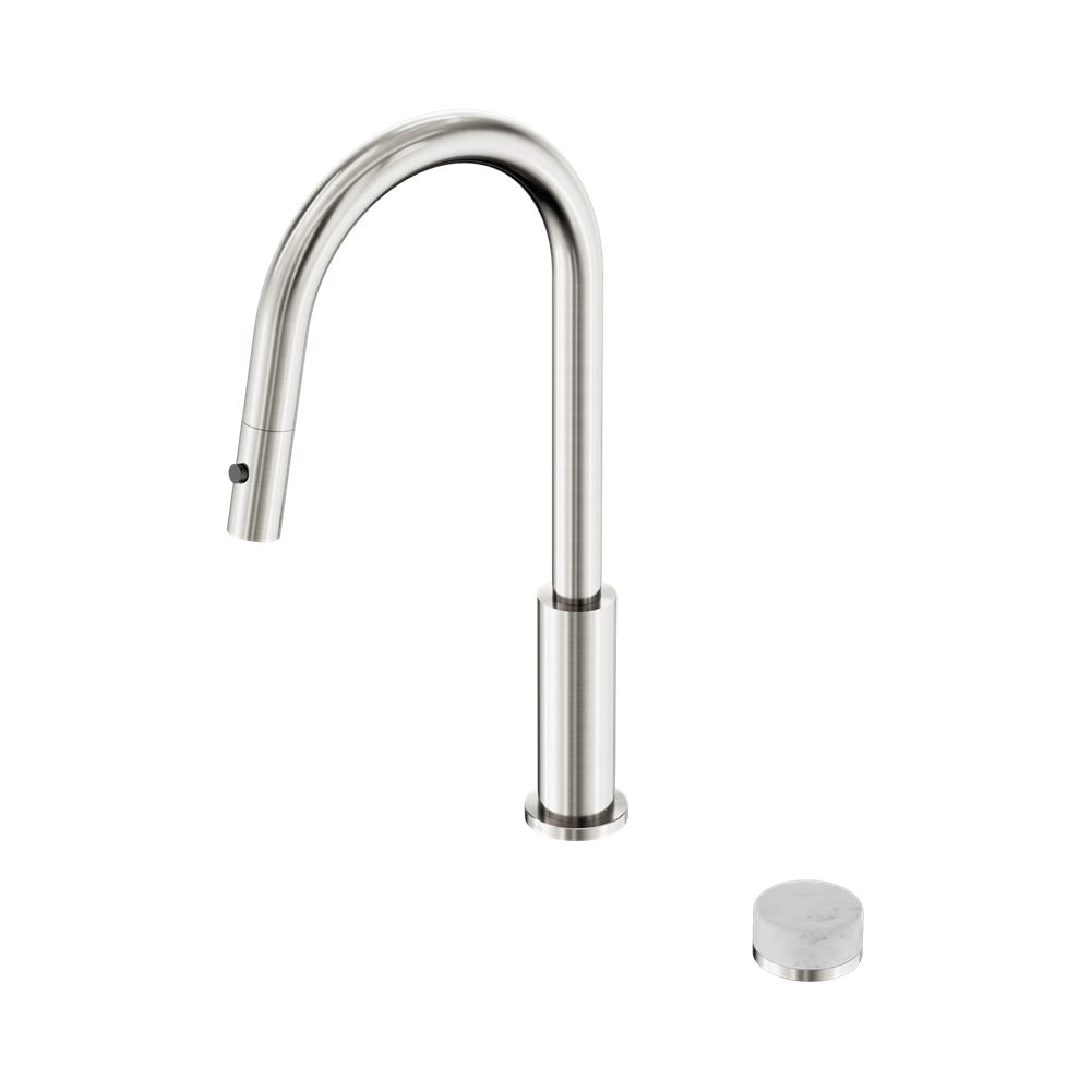 NERO SERENITY PROGRESSIVE PULL OUT KITCHEN SET WITH CARRARA HANDLE 433MM BRUSHED NICKEL