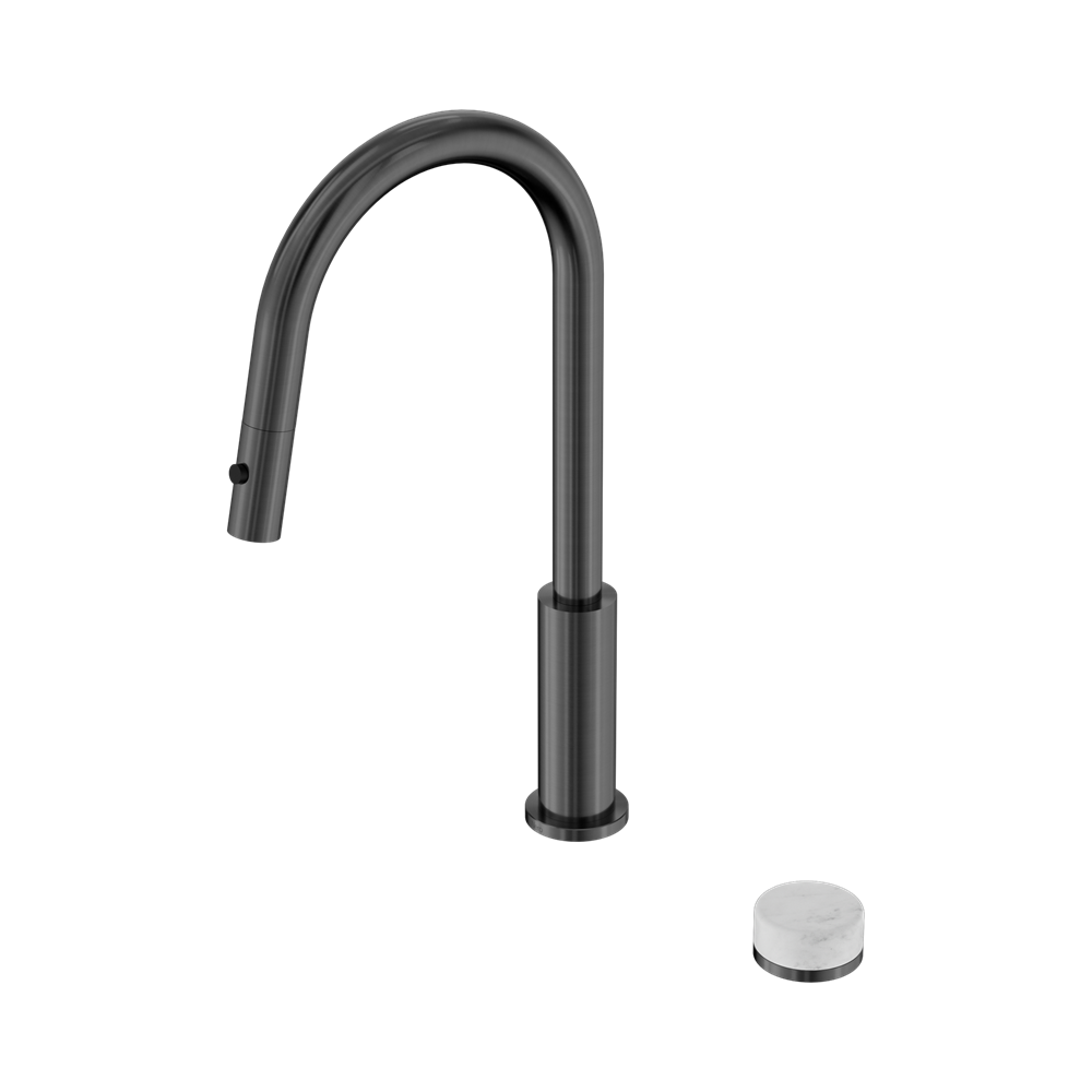 NERO SERENITY PROGRESSIVE PULL OUT KITCHEN SET WITH CARRARA HANDLE 433MM GUN METAL