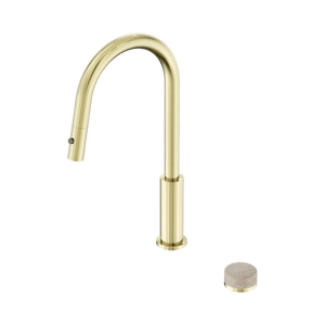 NERO SERENITY PROGRESSIVE PULL OUT KITCHEN SET WITH ROME TRAVERTINE HANDLE 433MM BRUSHED GOLD