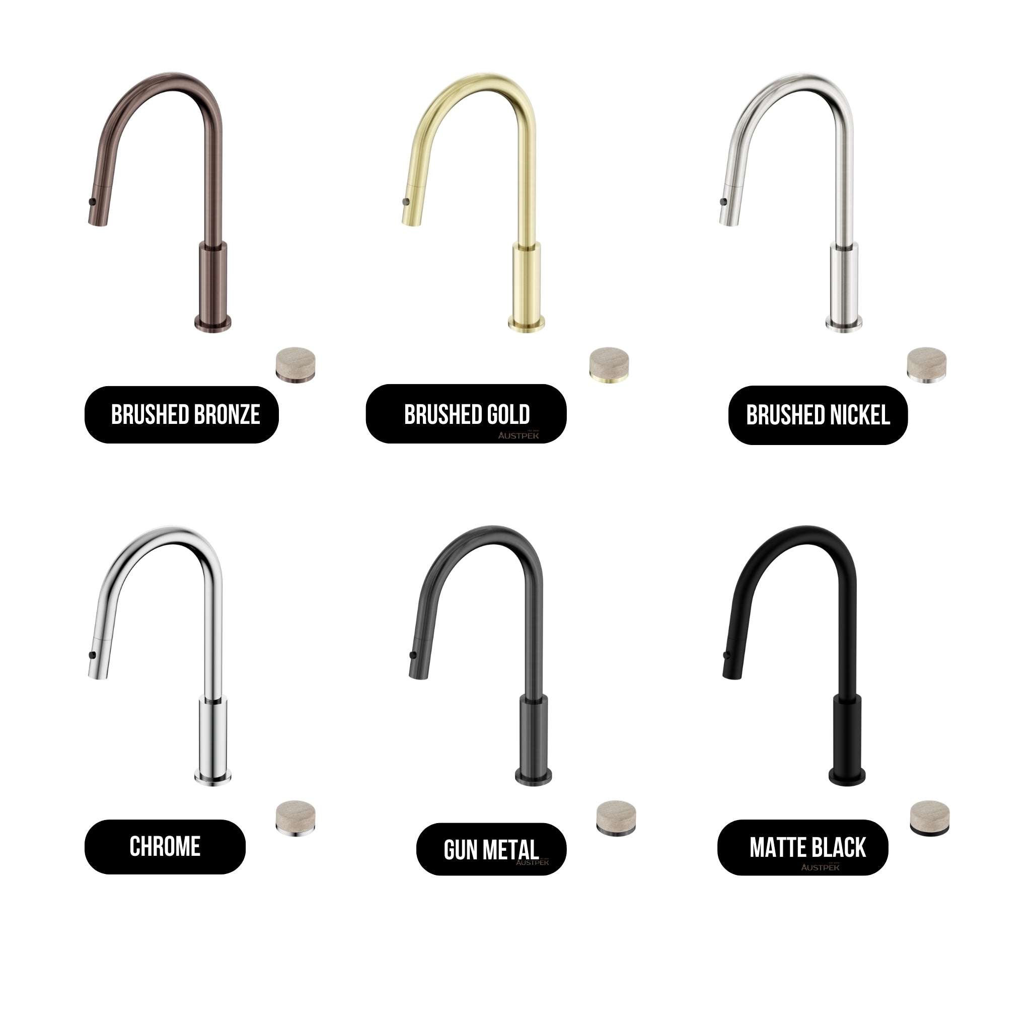 NERO SERENITY PROGRESSIVE PULL OUT KITCHEN SET WITH ROME TRAVERTINE HANDLE 433MM BRUSHED GOLD