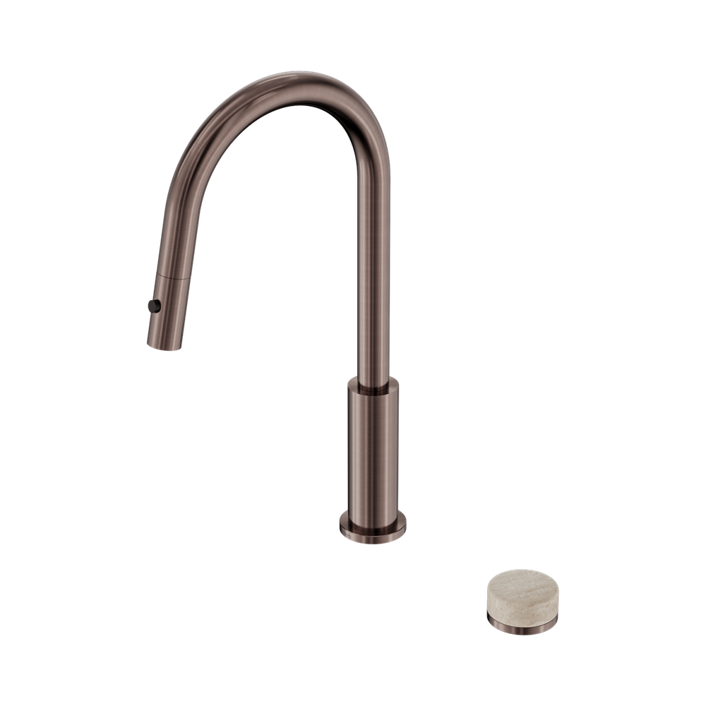 NERO SERENITY PROGRESSIVE PULL OUT KITCHEN SET WITH ROME TRAVERTINE HANDLE 433MM BRUSHED BRONZE