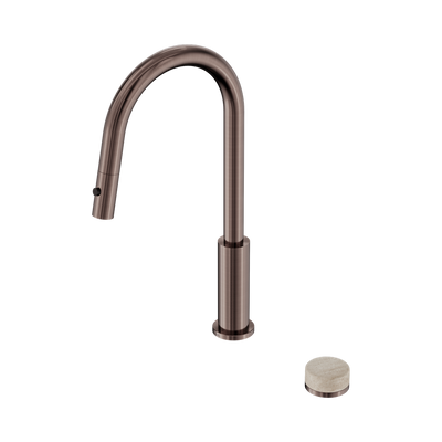NERO SERENITY PROGRESSIVE PULL OUT KITCHEN SET WITH ROME TRAVERTINE HANDLE 433MM BRUSHED BRONZE