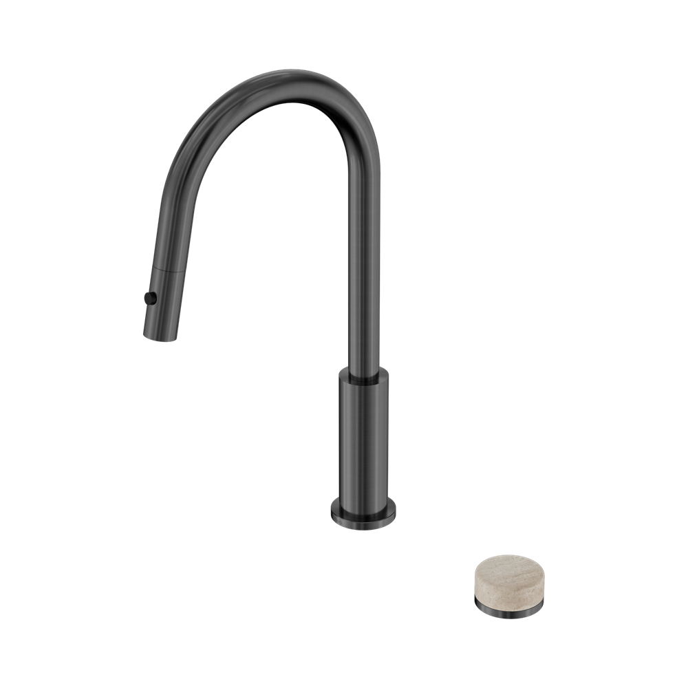 NERO SERENITY PROGRESSIVE PULL OUT KITCHEN SET WITH ROME TRAVERTINE HANDLE 433MM GUN METAL