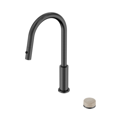 NERO SERENITY PROGRESSIVE PULL OUT KITCHEN SET WITH ROME TRAVERTINE HANDLE 433MM GUN METAL