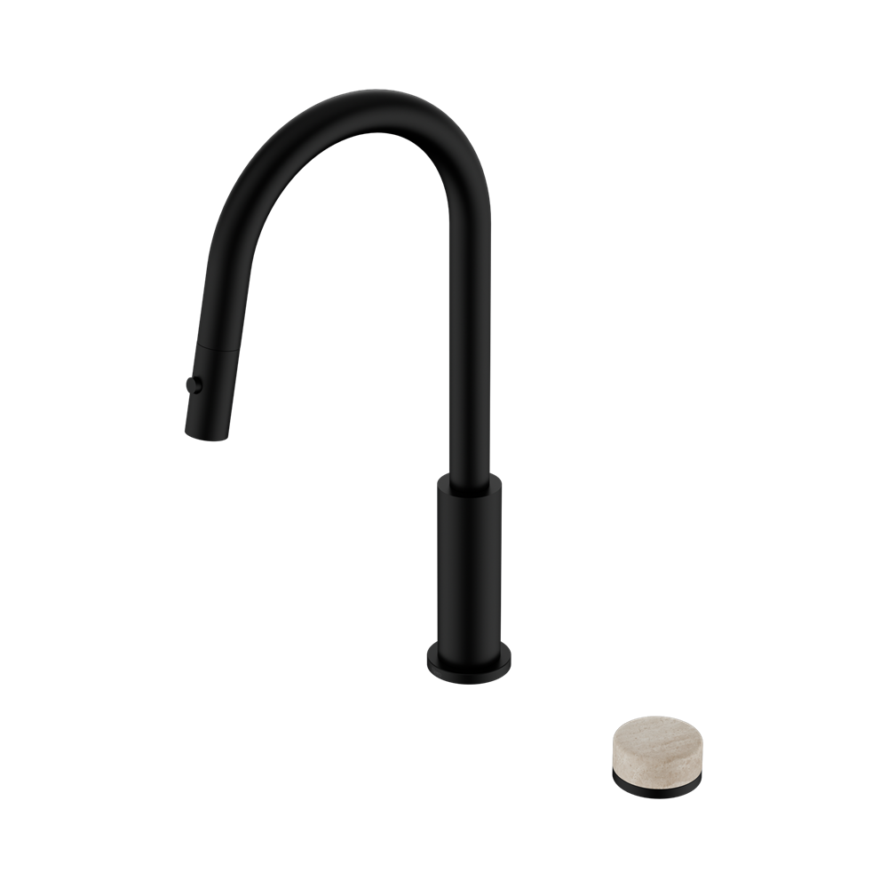 NERO SERENITY PROGRESSIVE PULL OUT KITCHEN SET WITH ROME TRAVERTINE HANDLE 433MM MATTE BLACK