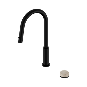 NERO SERENITY PROGRESSIVE PULL OUT KITCHEN SET WITH ROME TRAVERTINE HANDLE 433MM MATTE BLACK