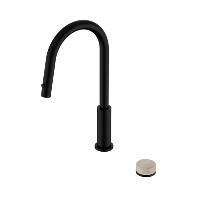 NERO SERENITY PROGRESSIVE PULL OUT KITCHEN SET WITH ROME TRAVERTINE HANDLE 433MM MATTE BLACK