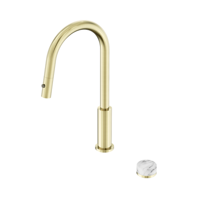 NERO SERENITY PROGRESSIVE PULL OUT KITCHEN SET WITH ARABESCATO CORCHIA HANDLE 433MM BRUSHED GOLD