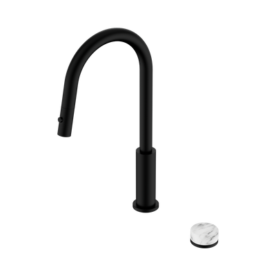 NERO SERENITY PROGRESSIVE PULL OUT KITCHEN SET WITH ARABESCATO CORCHIA HANDLE 433MM MATTE BLACK