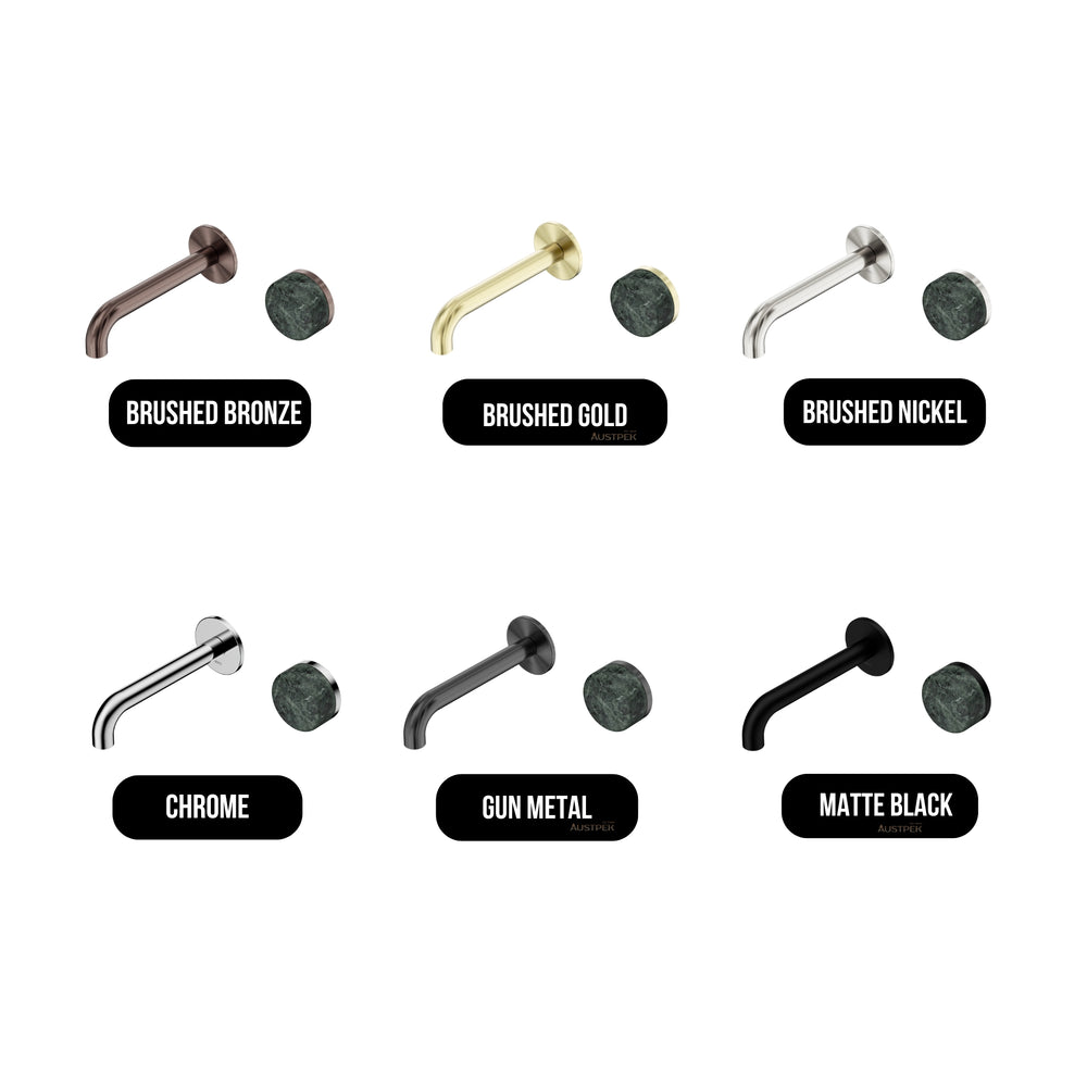 NERO SERENITY PROGRESSIVE WALL BASIN MIXER SPOUT WITH  VERDE ALPI HANDLE BRUSHED BRONZE (AVAILABLE IN 160MM, 185MM AND 220MM)