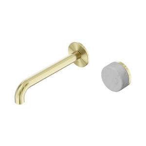 NERO SERENITY PROGRESSIVE WALL BASIN MIXER SPOUT WITH CARRARA HANDLE BRUSHED GOLD (AVAILABLE IN 160MM, 185MM AND 220MM)