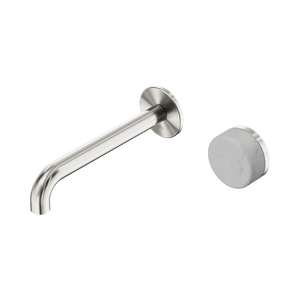 NERO SERENITY PROGRESSIVE WALL BASIN MIXER SPOUT WITH CARRARA HANDLE BRUSHED NICKEL (AVAILABLE IN 160MM, 185MM AND 220MM)
