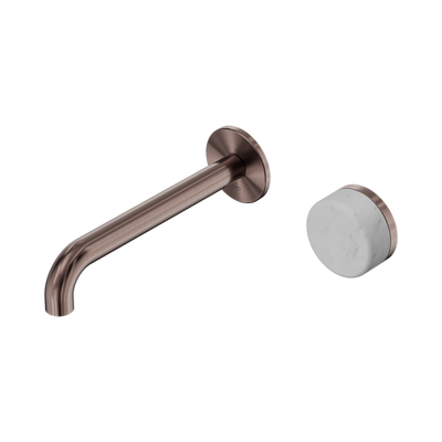 NERO SERENITY PROGRESSIVE WALL BASIN MIXER SPOUT WITH CARRARA HANDLE BRUSHED BRONZE (AVAILABLE IN 160MM, 185MM AND 220MM)