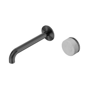 NERO SERENITY PROGRESSIVE WALL BASIN MIXER SPOUT WITH CARRARA HANDLE GUN METAL (AVAILABLE IN 160MM, 185MM AND 220MM)