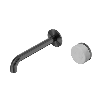 NERO SERENITY PROGRESSIVE WALL BASIN MIXER SPOUT WITH CARRARA HANDLE GUN METAL (AVAILABLE IN 160MM, 185MM AND 220MM)