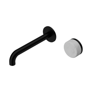 NERO SERENITY PROGRESSIVE WALL BASIN MIXER SPOUT WITH CARRARA HANDLE MATTE BLACK (AVAILABLE IN 160MM, 185MM AND 220MM)