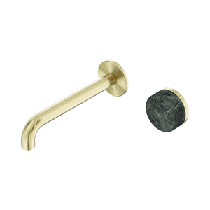 NERO SERENITY PROGRESSIVE WALL BASIN MIXER SPOUT WITH  VERDE ALPI HANDLE  BRUSHED GOLD (AVAILABLE IN 160MM, 185MM AND 220MM)