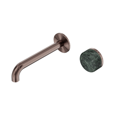 NERO SERENITY PROGRESSIVE WALL BASIN MIXER SPOUT WITH  VERDE ALPI HANDLE BRUSHED BRONZE (AVAILABLE IN 160MM, 185MM AND 220MM)
