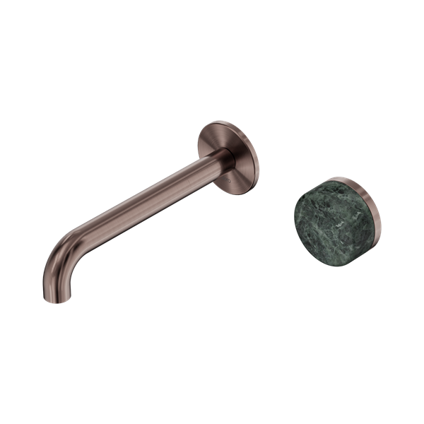 NERO SERENITY PROGRESSIVE WALL BASIN MIXER SPOUT WITH  VERDE ALPI HANDLE BRUSHED BRONZE (AVAILABLE IN 160MM, 185MM AND 220MM)
