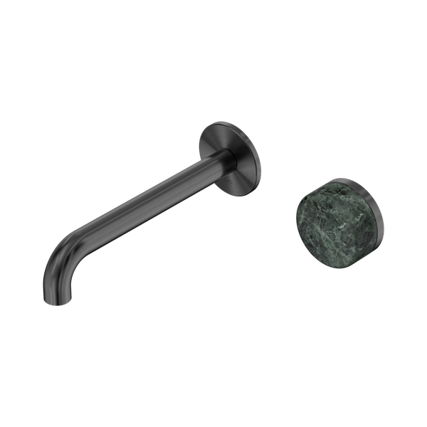 NERO SERENITY PROGRESSIVE WALL BASIN MIXER SPOUT WITH  VERDE ALPI HANDLE GUN METAL (AVAILABLE IN 160MM, 185MM AND 220MM)