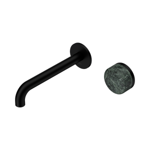 NERO SERENITY PROGRESSIVE WALL BASIN MIXER SPOUT WITH  VERDE ALPI HANDLE MATTE BLACK (AVAILABLE IN 160MM, 185MM AND 220MM)